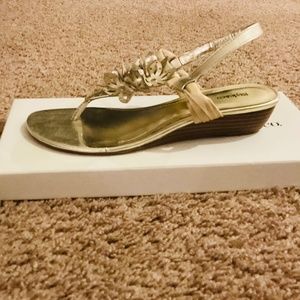 Women’s size 6 gold wedge sandals